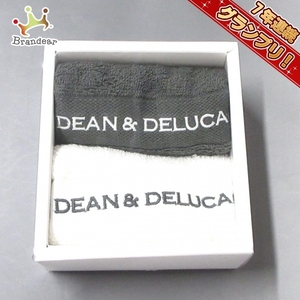 ディーンアンドデルーカ DEAN&DELUCA - パイル 白×グレー ハンドタオル×2点 新品同様 小物