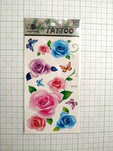 ◆ TATTOO シール タトゥー 刺青 入墨 ROSE 薔薇 ローズ ピンク 青紫 カラー ◆