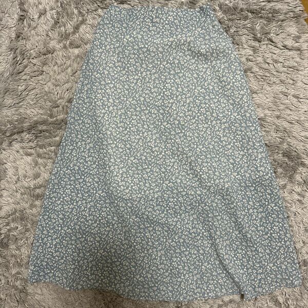 【1140円】ZARA 花柄スカート　ブルー　ロングスカート　フレアスカート　dholic きれいめ　韓国ファッション
