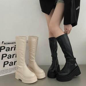  long height boots lady's casual boots thickness bottom heel 8. height up spring autumn .. manner k124