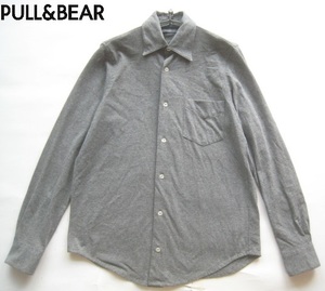 美品スペイン製!!プル＆ベア PULL&BEAR*ストレッチコットンカットソーシャツ M 濃いグレー