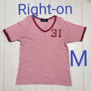 Right-on　ライトオン　メンズ　Tシャツ　半袖　ピンク