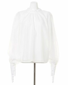  new goods regular price 5390 jpy INGNI wing Back ribbon high‐necked sia- blouse white M long sleeve rear ribbon 