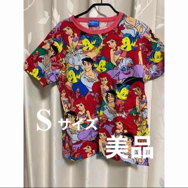 ディズニー　アリエル 総柄 Tシャツ 美品　半袖