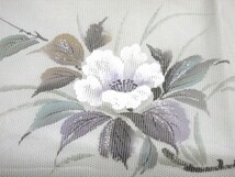 値下げ～夏袋帯・刺しゅう白い花・ミントグリーン　C-8_画像8