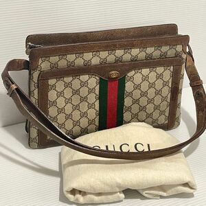 AA9■GUCCI グッチ シェリーライン オールドグッチ 3層ショルダーバッグ 保管袋付き