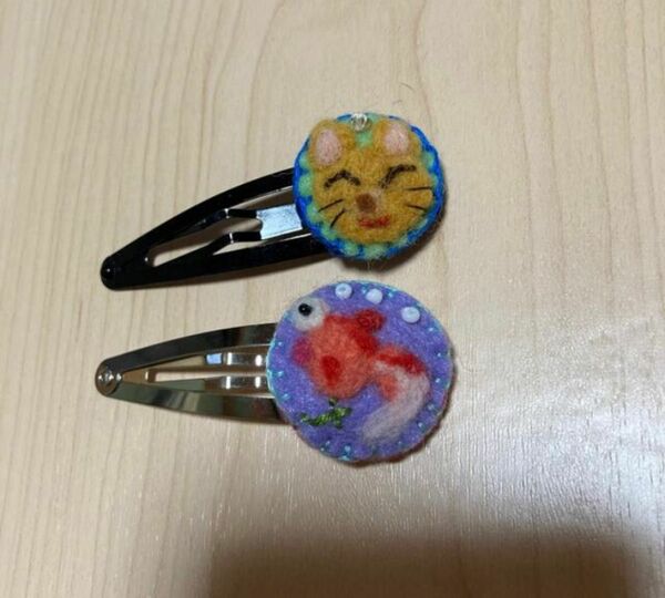 パッチんどめ　キツネ　金魚 ハンドメイド