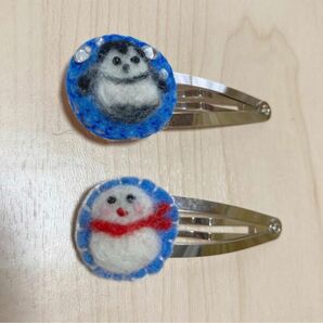 パッチんどめ　ペンギン　雪だるま ハンドメイド