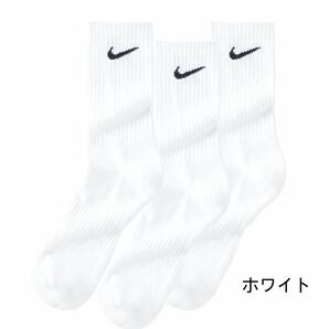 【NIKE】新品未使用 ナイキ クルーソックス 白 ホワイト 3足セット 25〜27cm Lサイズ エブリデイ SX7664の画像2