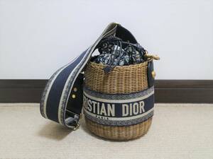 【即決】極美品 国内正規 ディオール Dior Wicker ウィッカー ◆斜め掛け トロッター バスケットバッグ カゴ ショルダー ラタン バケット 