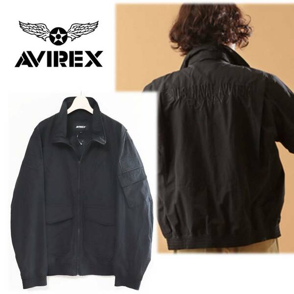 《AVIREX アヴィレックス》新品 ビッグロゴ刺繍 FLY NAVY G-1 ケーブジャケット ブルゾン L A8567