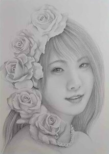 Art hand Auction Pencil drawing of a beautiful woman, genuine work Rose Shine No. 08BR by Atelier809 Yuji Kurita, A4 size genuine work. *Frame not included., artwork, painting, pencil drawing, charcoal drawing