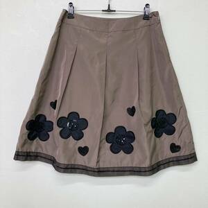 GALLERY VISCONTI/ guarantee Lee Visconti knee height flared skirt Brown tea lady's 3