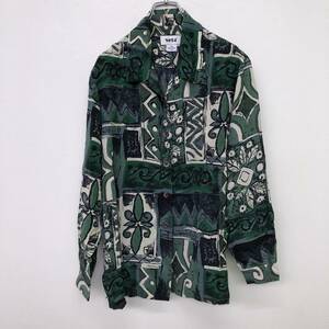 seta/ 長袖ポリシャツ 総柄シャツ グリーン 緑 メンズ S