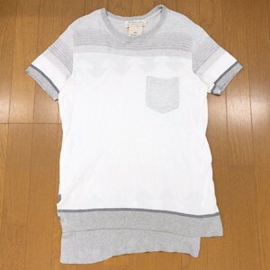 REMI RELIEF レミレリーフ コットン ニット ポケット Tシャツ M 白 ホワイト×グレー 半袖 ポケT サマーニット アメカジ 日本製 メンズ