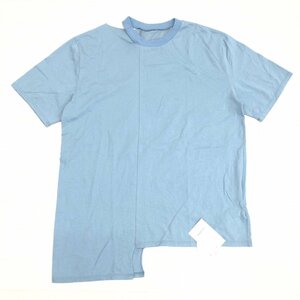 新品 STUDIOUS ステュディオス 定価8,000円＋税 ハイゲージ アシメ カットソー F サックスブルー 半袖 Tシャツ 変形デザイン 個性 日本製