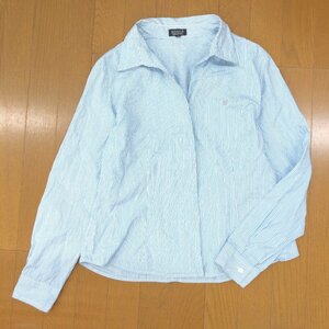 SONIA RYKIEL ソニアリキエル ビジュー装飾 スキッパーカラー シャツ 46(3XL) ライトブルー系 長袖 ブラウス 4L ゆったり 大きいサイズ