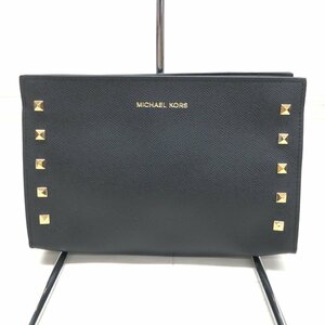 ●新品 MICHAEL KORS マイケルコース スタッズ エコレザー クラッチバッグ 黒×金 ブラック ゴールド ポーチ レディース 女性用 婦人