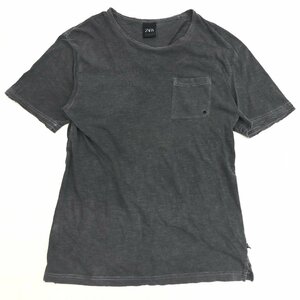 ZARA ザラ USED加工 ポケット Tシャツ S(JP:M相当) チャコールグレー 半袖 ポケT 国内正規品 メンズ 紳士
