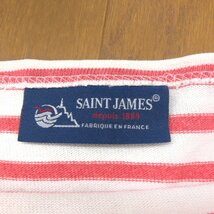 SAINT JAMES セントジェームス ボートネック バスクシャツ XXS ホワイト×ピンク フランス製 長袖 カットソー Tシャツ ロンT レディース_画像3