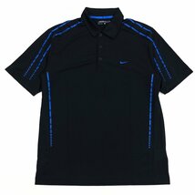 NIKE GOLF ナイキ DRI-FIT ロゴプリント 吸水速乾 ドライ ゴルフシャツ L 黒 ブラック 半袖 国内正規品 メンズ 紳士_画像1