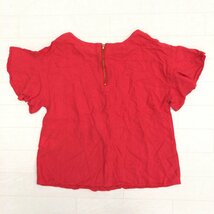 BEAMS HEART ビームス 麻 リネンブレンド フレアスリーブ カットソー 赤 レッド 半袖 シャツ ブラウス 国内正規品 レディース 女性用_画像2