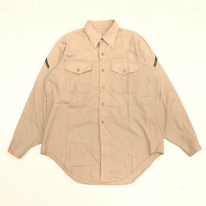 80's U.S. ARMY 米軍 ミリタリーシャツ 15×33(JP:M相当) ベージュ 長袖 古着 ヴィンテージ ミリタリー DLA100-82-C-0720 メンズ 紳士