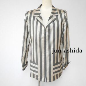 831087 Jun Ashida Junasida Grey Stripted Pattern Silk Jacket 9 [Click Postable]