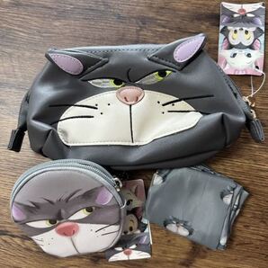 新品ディズニー購入ルシファペン・コスメポーチ&ポーチ付きエコバッグ 人気完売レア シンデレラ ねこ好き ネコ