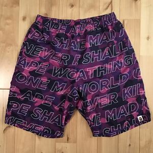 Text color camo ビーチ ショーツ Lサイズ a bathing ape BAPE nylon beach shorts エイプ ベイプ ハーフパンツ Purple camo 迷彩 w69