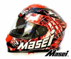 フルフェイス ヘルメット　インナーサンシェード付 833M レッド Masei(マセイ） XLサイズ 【送料800円】