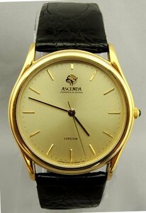 CITIZEN ASCENDA 18K 750 clementia et animus 18金 シチズン アセンダ K18Goldケース 18K尾錠 2731-274512 クオーツ Battery 中古品