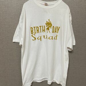 90s 00s USA ビンテージ ヴィンテージ Tシャツ tee アメリカ 古着 オールド バースデイ スクワット ロゴ 金 ラメ ストリート アメカジ レア