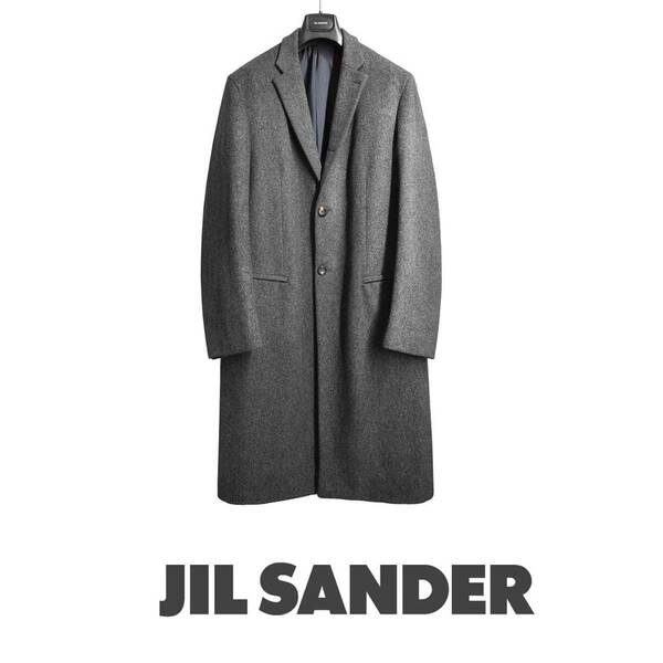 JIL SANDER リラックスフィットデザイン チャコールグレー Mサイズ ヴァージンウール ジルサンダー チェスターコート48サイズ