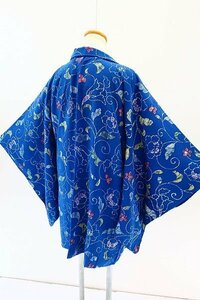 【着物フィ】アンティーク 羽織　納戸色　大正ロマン　レトロ 　仕立て上がり　可愛い　正絹　袷　kimono　14262