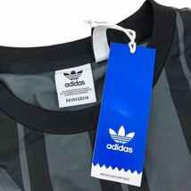 m401-205 未使用品 adidas アディダス オリジナルス PRIMEGREEN ストライプ 半袖 ワンピース ワンピ カットソー トレフォイル グレー L_画像9