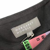 m403 MARGARET HOWELL マーガレットハウエル コットン リネン 麻 プリーツ フレアスカート スカート ボトムス グレー レディース Ⅱ 日本製_画像8