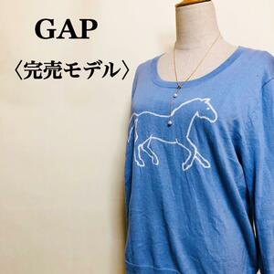 2303-0946 GAP ギャップ フロント ポニープリント コットン ニットトレーナー 爽やか オシャレ 大人かわいい レディース M