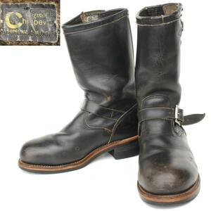 (31570)茶芯PT83黒タグCHIPPEWAチペワMADE IN USAエンジニアブーツ8EE約26cm (スチールトゥ黒ブラック ヴィンテージ サイド刻印 Cマーク)