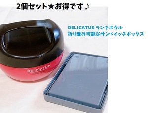 激安出品★未使用保管★2個セット★DELICATUS ランチボール＆折り畳み可能なサンドイッチボックス