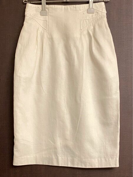 vertice リボン刺繍 綿麻 オフホワイト スカート 日本製
