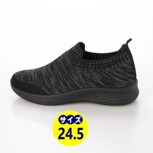  fly knitted sneakers slip-on shoes sneakers new goods [22535-BLK-245]24.5cm walk interior put on footwear 