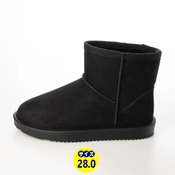 防寒ブーツ　ムートンブーツ　ショートブーツ　新品『22076-BLK-280』28.0cm　スウェード調　ファミリーサイズ