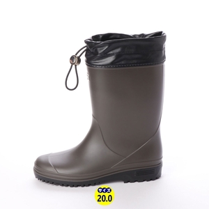キッズレインブーツ　フード付きレインシューズ　長靴　雨靴　新品『18007-DBR-200』20.0cm　ジョッキーブーツ　ドローコード。