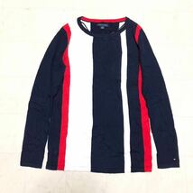 【送料360円】TOMMY HILFIGER トミーヒルフィガー コットンニットセーター 女性用 レディース XSサイズ 長袖 薄手 AB407_画像1