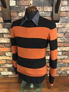 F361 men's sweater URBAN RESEARCH DOORS Urban Research door z clean . popular stylish border pattern orange black thin / M
