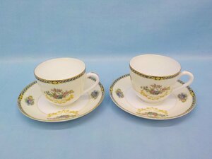 ◆洋食器 オールドノリタケ Noritake カップ＆ソーサー フラワーブーケ 2客セット 1912年頃 ヤジロベー印 金彩 日本陶器 大正 アンティーク