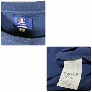 Champion チャンピオン ビッグ ロゴ プリント デザイン 切替 バイカラー 半袖 クルーネック 天竺 ラグラン Tシャツ 古着 Mの画像9