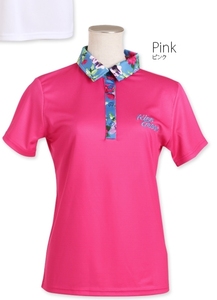 キスオンザグリーン　襟　花柄　ポロシャツ　Lサイズ　（3）ピンク　新品タグ付未使用　可愛い　ゴルフウェア　ゴルフ女子 未