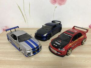 送料無料　1/24 JADATOYS等 スカイライン GT-R R34 ランサーエボリューション ミニカーセット ワイルドスピード SKYLINE LANCER EVOLUTION